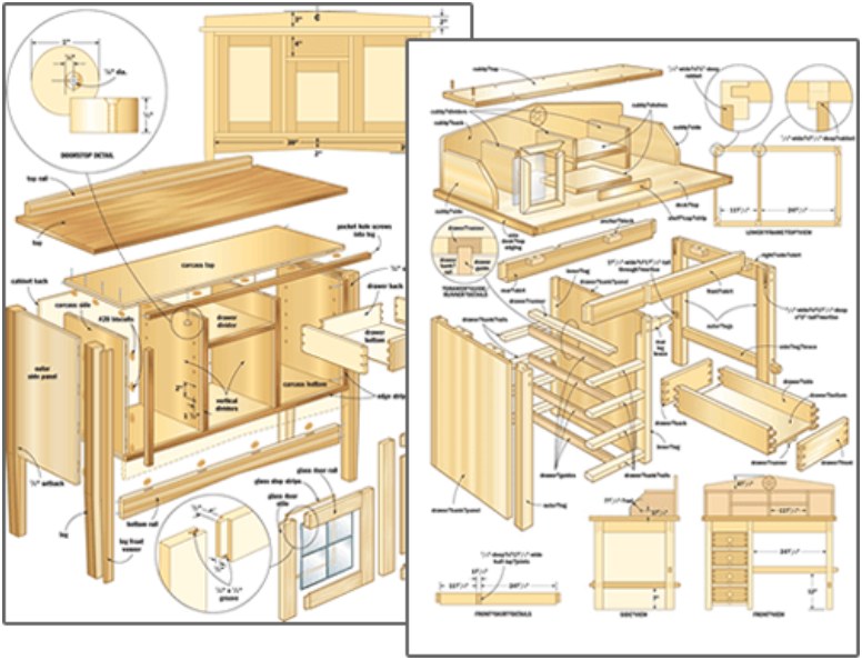 Sample pages from the free woodworking plans